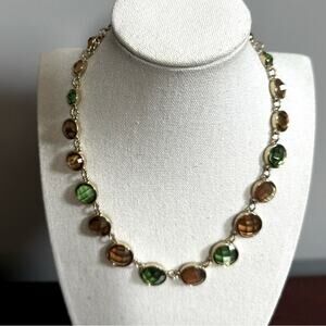Unbranded Green Brown Faceted Statement Gold tone Necklace Casual Choker Preppy